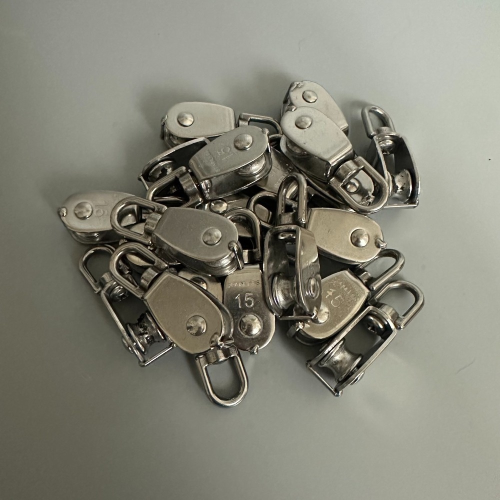 Lot of Stainless Steel M15 Single Pulley Block Swivel Eye Rigging Lifting Wheel